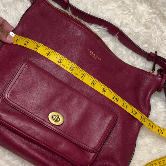 Coach Dark Red Leather Shoulder Bag with Tassels - Picture 5 of 10